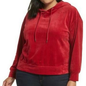 Sanctuary Plus Size Super Soft Velvet Red Pullover Hoodie Size 3X
